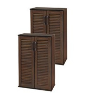 ルーバーシューズラック2点セット 幅約60cm 棚板(1台):6枚 組立式 代引不可