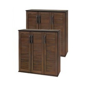 ルーバーシューズラック2点セット 幅約89cm 棚板(1台):(大)6枚(小)6枚 組立式 代引不可