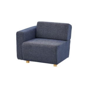 ソファー パーソナルチェア 幅80cm ネイビー 木製フレーム 脚付き 正面左側のみ肘付き キューブ リビング ダイニング 代引不可