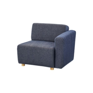 ソファー パーソナルチェア 幅80cm ネイビー 木製フレーム 脚付き 正面右側のみ肘付き キューブ リビング ダイニング 代引不可