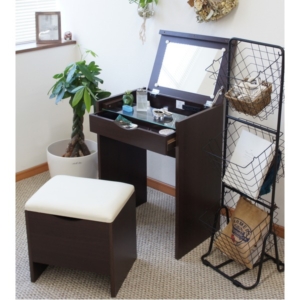 シンプル ドレッサーセット/化粧台・セット 幅50cm 二口コンセント付き 強化ガラス天板 引出収納