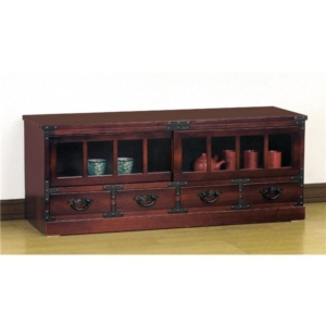 民芸調ローボード(テレビ台/テレビボード) 木製/桐 完成品