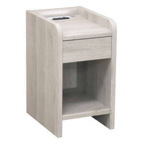 サイドテーブル/ミニテーブル ライト 幅30 奥行36cm 引き出し 1口コンセント ED照明付 『ナイトテーブル』 代引不可