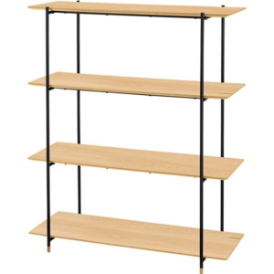 本棚 ブックシェルフ 4段 オーク スチール 組立品 リビング ダイニング ベッドルーム インテリア家具 店舗