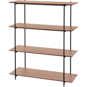本棚 ブックシェルフ 4段 ウォールナット スチール 組立品 リビング ダイニング ベッドルーム インテリア家具 店舗