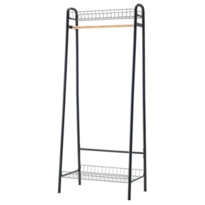 ハンガーラック 衣類収納 2セット 木製 スチール 収納かご付き 組立品 リビング ベッドルーム インテリア家具