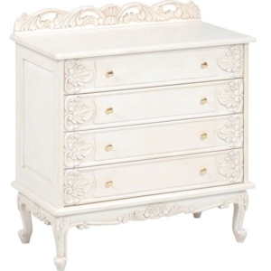 チェスト タンス 4段 大引き出しタイプ 木製 猫脚付き ヴィオレッタシリーズ 完成品 リビング 代引不可