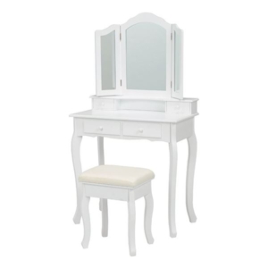 三面鏡タイプ ドレッサーセット/化粧台 約幅75cm 付き 組立式 リビング ベッドルーム 寝室 代引不可