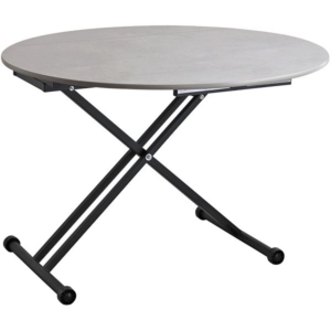 折りたたみ式天板付き リフトテーブル/ローテーブル グレイ スチール製脚付き 『アイルス』 組立品 代引不可