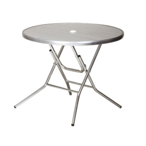 アルミ フォールディングテーブル アルミ 直径900mm 屋外使用可 ベランダ 庭 テラス ウッドデッキ 完成品 代引不可