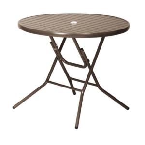 アルミ フォールディングテーブル 円形 直径900mm 屋外使用可 ベランダ 庭 テラス ウッドデッキ 完成品 代引不可