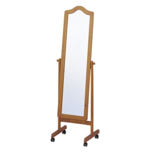 木製 スタンドミラー/全身姿見鏡 mm 飛散防止加工 キャスター付き 組立品 代引不可