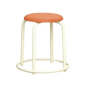 スツール オットマン 幅45.8cm オレンジ ミルキー 外リング付 スタッ スチール 日本製 完成品 1脚販売 リビング 代引不可