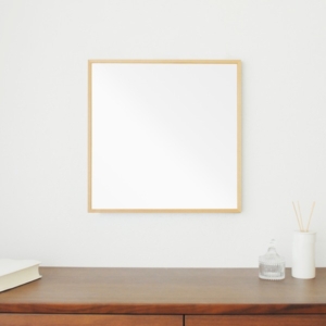 2個セット 細枠正方形ウォールミラー () 天然木 鏡 スリム 高級感 木製 飛散防止加工 壁掛け オシャレ 北欧風 玄関 トイレ 洗面 日本製 完成品 NK-9