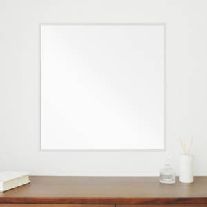 細枠正方形ウォールミラー (/白) 天然木 鏡 スリム 高級感 木製 飛散防止加工 壁掛け オシャレ 北欧風 玄関 トイレ 洗面 日本製 完成品 NK-10