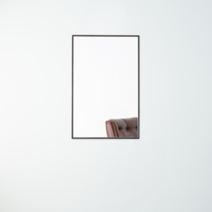 細枠ウォールミラー() (/茶) 天然木 鏡 スリム 高級感 木製 飛散防止加工 壁掛け オシャレ 北欧風 玄関 トイレ 洗面 日本製 完成品 NK-12