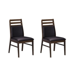 ダイニングチェア 木製 PVC ブラッシング加工 DBR 2脚組 完成品 代引不可