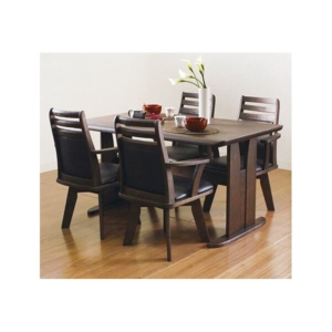 ダイニング 5点セット ダイニングテーブルセット 回転チェア テーブル 木製 ブラッシング加工 DBR 組立品 代引不可