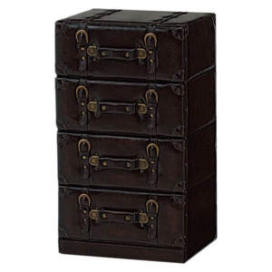 トランク型 チェスト 4段 合皮 チェスターシリーズ リビング収納 完成品 リビング ダイニング 代引不可