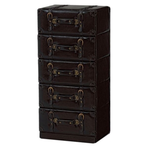 トランク型 チェスト 5段 合皮 チェスターシリーズ リビング収納 完成品 リビング ダイニング 代引不可