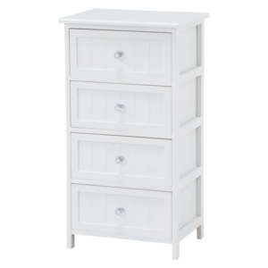 桐材 ランドリーラック/洗濯用品 4段 木製 クリスタル調取っ手付き 脱衣所 洗面所 代引不可