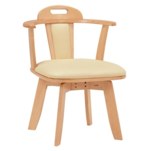 2脚セット ダイニングチェア 回転式 木製 ラバーウッド PVC張地 組立品 リビング ダイニング 代引不可