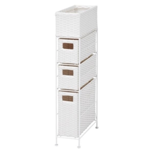 省スペース ランドリーラック/洗濯収納 引出し3段 タイプ スチールパイプ 脱衣所 洗面所 完成品 代引不可