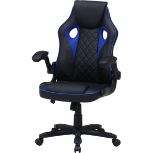 ゲーミングチェア レーシングチェア ブルー スチール 肘付き リビング ダイニング 在宅ワーク テレワーク 代引不可