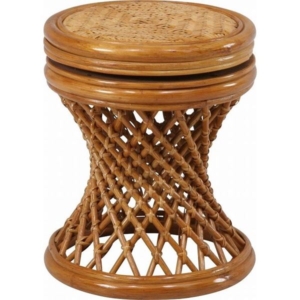 スツール 約幅320 奥行320 高さ390mm ハニー 籐製 木製 360度回転 軽量 リビング プレゼント