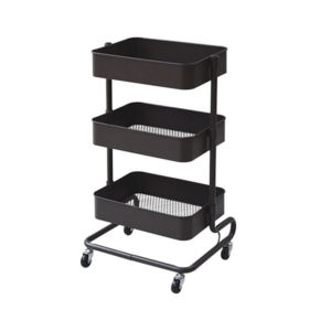 (まとめ)YAMAZEN バスケットトローリー 幅460 奥行380 高さ810mm BT-3(DBR) 1台 組立品 3セット