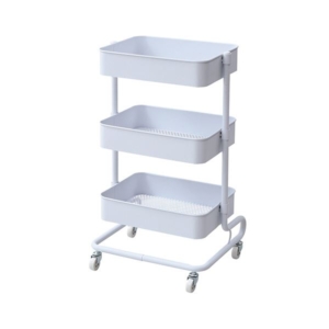 （まとめ）YAMAZEN バスケットトローリー 幅460 奥行380 高さ810mm BT-3（WH） 1台 組立品 3セット