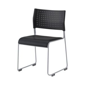 （まとめ）アイリスチトセ スタッチェア パッド座タイプ ASL-110PV-BK 1脚 3セット