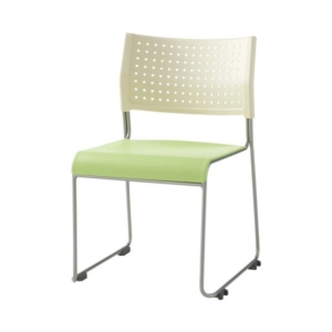 （まとめ）アイリスチトセ スタッチェア 樹脂座タイプ ASL-110PP-W/GN 1脚 3セット
