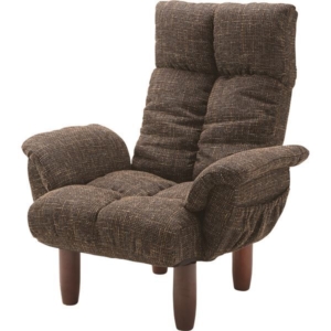 パーソナルチェア リビングチェア 背部5段階/頭部14段階 リクライニング 脚付き 肘掛け リビング