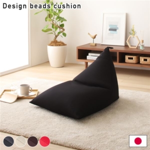 背もたれ付き ビーズクッション 軽量 取っ手付き 2重ファスナー 日本製 インテリア雑貨 リビング用品
