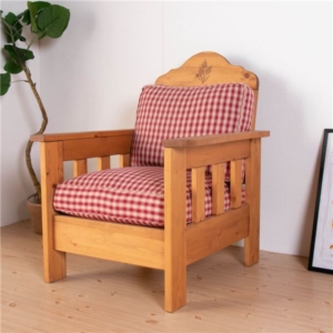 ソファー 75 85 96cm ナチュラル チェック柄 木製 肘付き 脚付き オイル塗装 カントリー風 組立品 リビング