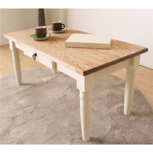 北欧風 ローテーブル/センターテーブル 42cm 木製 引き出し付き 組立品 リビング ダイニング