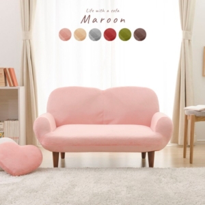 コンパクトソファー/ローソファー ピンク・脚 肘付き 脚付き 14段階リクライニング 日本製 代引不可