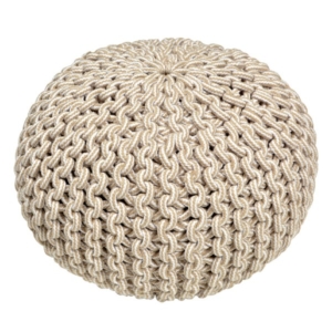 スツール 約50R 35cm ベージュ インド綿 綿100％ ブレイド リビング ダイニング 来客 代引不可