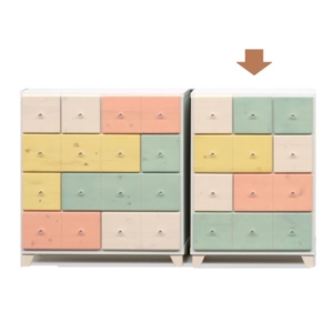 チェスト タンス 4段 マルチカラー 日本製 木製 パイン材 子供部屋 ベッドルーム 寝室 リビング 完成品