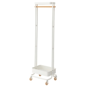 ハンガーラック 衣類収納 収納かご付き キャスター付き 移動簡単 組立式 ハンガーワゴン リビング ベッドルーム