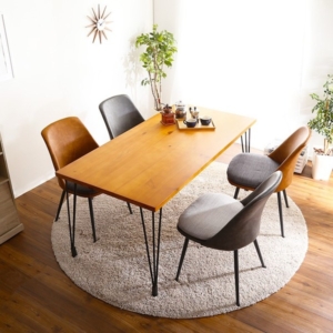 ダイニング5点組 ダイニングテーブル ダイニングチェア 4 アイアン 美しきモダンヴィンテージ 組立品 代引不可