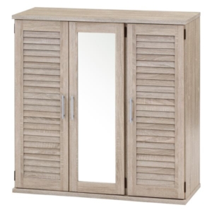 シューズラック 下駄箱 オーク ルーバー ミラー付き 扉付き 通気性 玄関 エントランス 入口 組立品 代引不可