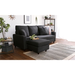 カウチソファー 約幅176cm クッション 取り外し式木製脚付き リビング ダイニング 組立品 代引不可