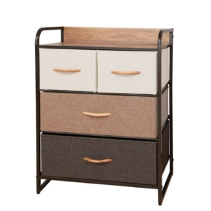 チェスト タンス 3段 4杯タイプ スチールパイプ 取っ手付き 布張りカラーチェスト リビング ベッドルーム