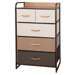 チェスト タンス 4段 5杯タイプ スチールパイプ 取っ手付き 布張りカラーチェスト リビング ベッドルーム