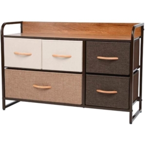 チェスト タンス 2段 5杯 約幅87.5cm スチールパイプ 取っ手付き 布張りカラーチェスト リビング ベッドルーム