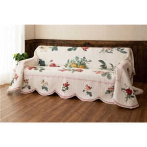 ソファーカバー ラグマット フォリア バラ柄 洗える ルドゥーテ キルトカバー リビング ソファ ベッドルーム