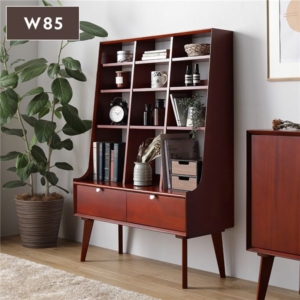 リビング シェルフ 天然木 木製 引き出し付き オープンラック 北欧ヴィンテージ調 インテリア家具 代引不可