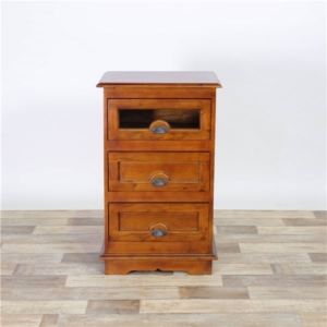 3段 チェスト/収納棚 幅54cm 奥行43cm 高さ88cm 木製 材 真鍮製取っ手 完成品 代引不可